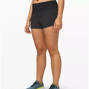 black lululemon running shorts